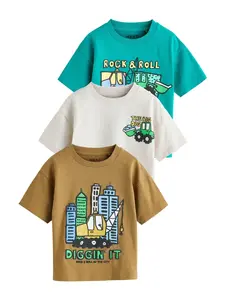 Next Tričko  modrá / hnedá / biela