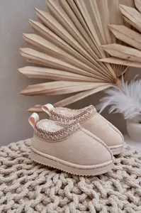 FR1 Snehové topánky detské na platforme zateplené kožušinou svetlo béžové Vilabria