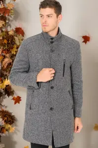 PLT8386 DEWBERRY PÁNSKÝ KABÁT-ŠIKMÁ SVĚTLE ČERNÁ-ŠEDÁ