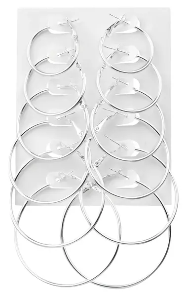 Troli Sada moderních kruhových náušnic Silver (6 párů)