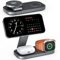 Bezdrázová MagSafe 3v1 nabíječka Qi2.2 25W, skládací, černá