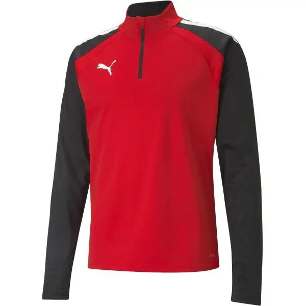 Puma TEAMLIGA 1/4 ZIP TOP Pánská fotbalová mikina, červená, velikost XXXL