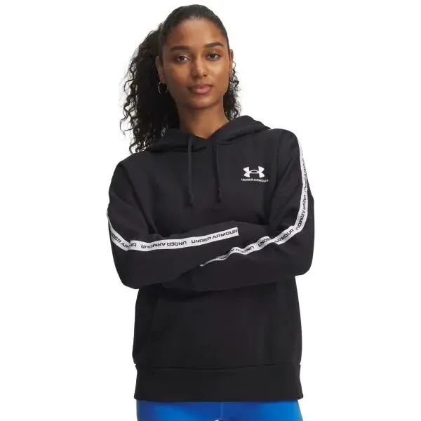 Under Armour ICON FLEECE TAPED Dámská mikina s kapucí, černá, velikost S