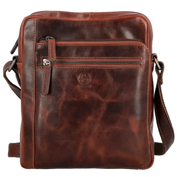 Pánska kožená crossbody taška tmavo hnedá - Bellugio Dalnim