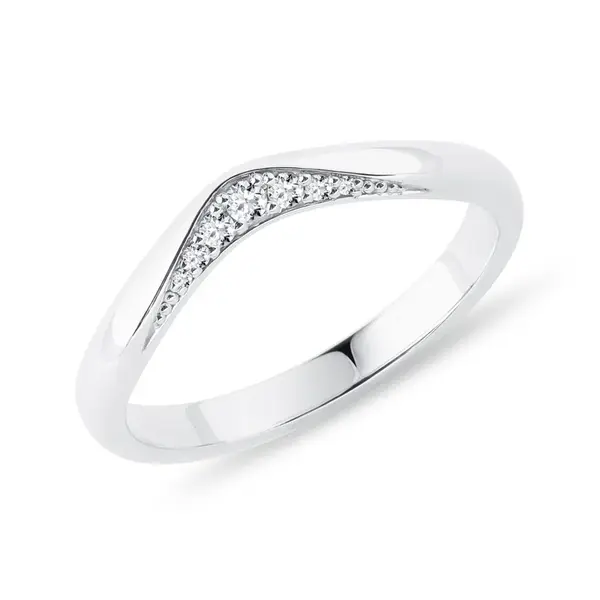 Dámský snubní prsten s diamantovou linií v bílém zlatě KLENOTA