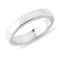 Pánsky prsteň z bieleho zlata s diamantmi po stranách KLENOTA