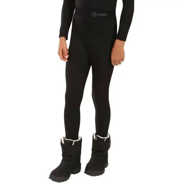 KILPI NIEL Dětské bezešvé termo kalhoty, černá, velikost 13Y