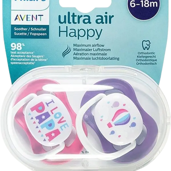 PHILIPS AVENT Šidítko Ultra air Text 6-18m 2 ks