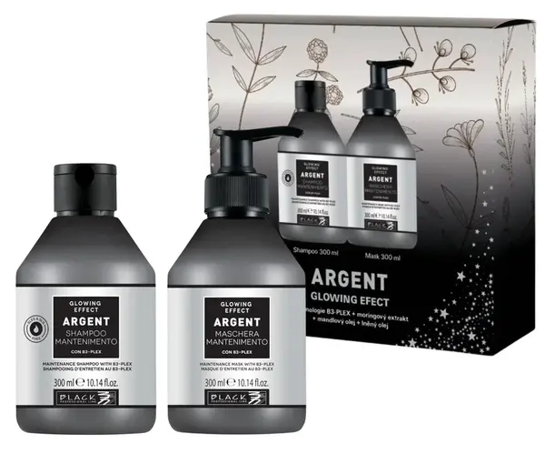 Dárková sada pro poškozené a lámavé vlasy Black Professional Argent Glowing Effect + dárek zdarma