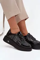 Kožené šněrovací dámské boty na platformě