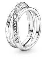 Pandora Stříbrný propletený prsten se zirkony Pavé 199057C01 60 mm