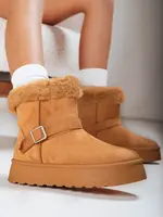 Dámske hnedé snehule s kožušinou