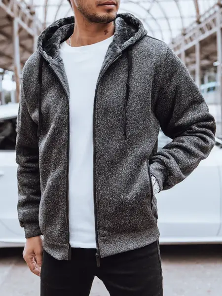 Pánská ocieplená mikina s kapucí, tmavě šedá