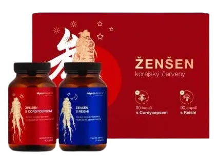 MYCOMEDICA Korejský ženšen pravý červený s Cordycepsem + Reishi 2 x 90 kapslí