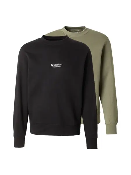 JACK & JONES Mikina 'JJESoho'  kaki / čierna / biela