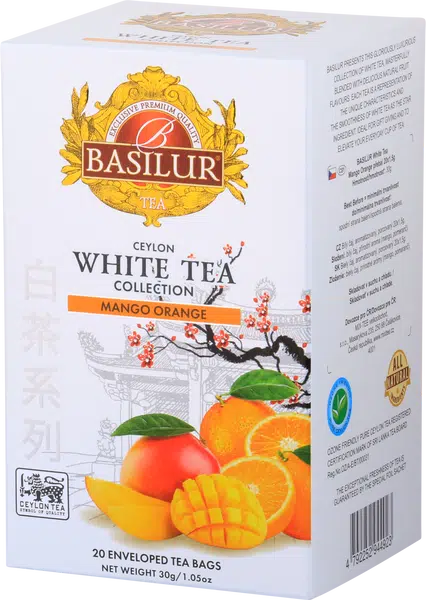 BASILUR White Tea Mango Orange přebal 20 x 1.5 g
