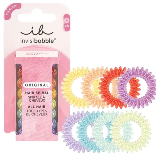 Sada spirálových gumiček do vlasů Invisibobble Original Rainbow Vibes - 8 ks + dárek zdarma