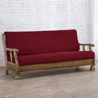 Super strečové potahy NIAGARA bordó trojkřeslo s dřevěnými rukojeťmi (š. 160 - 200 cm)