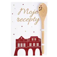 Knížka na recepty s vařečkou DOMKY zlatá