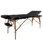 Masérské lehátko inSPORTline Japane 195x70x62-84 cm 3-dílné dřevěné černá