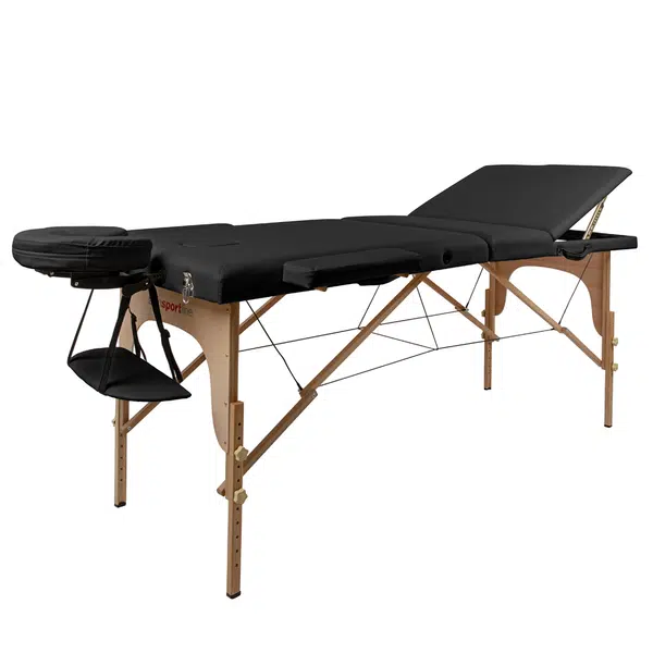 Masérské lehátko inSPORTline Japane 195x70x62-84 cm 3-dílné dřevěné černá