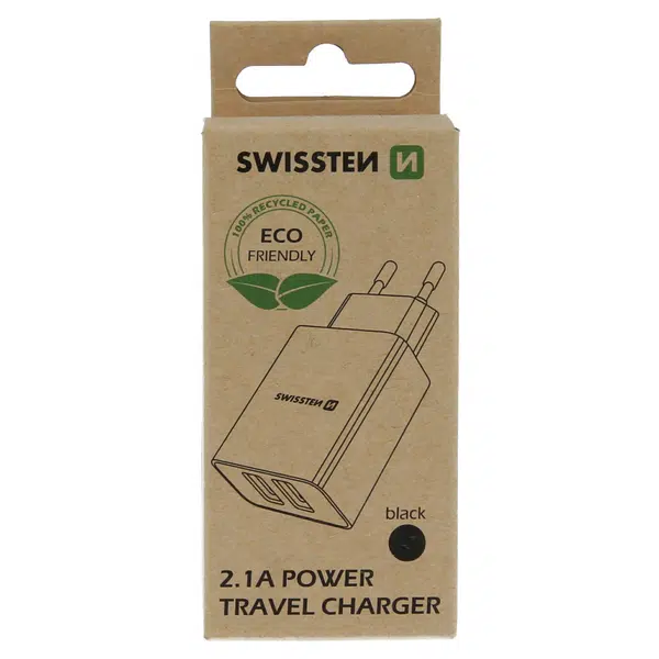 Síťový adaptér Swissten Smart IC 2x USB, 2,1A Power, černá
