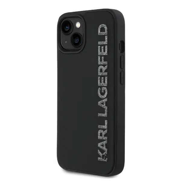 Zadní kryt Karl Lagerfeld 3D Rubber Glitter Logo Karl pro Apple iPhone 14, černá