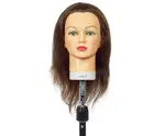 Cvičná hlava s přírodními vlasy Sibel Cathy - světle hnědá, 15-35 cm (0040301) + dárek zdarma