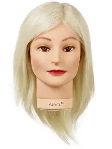 Cvičná hlava s přírodními vlasy Sibel Blondy - blond, 20-30 cm (0040311) + dárek zdarma