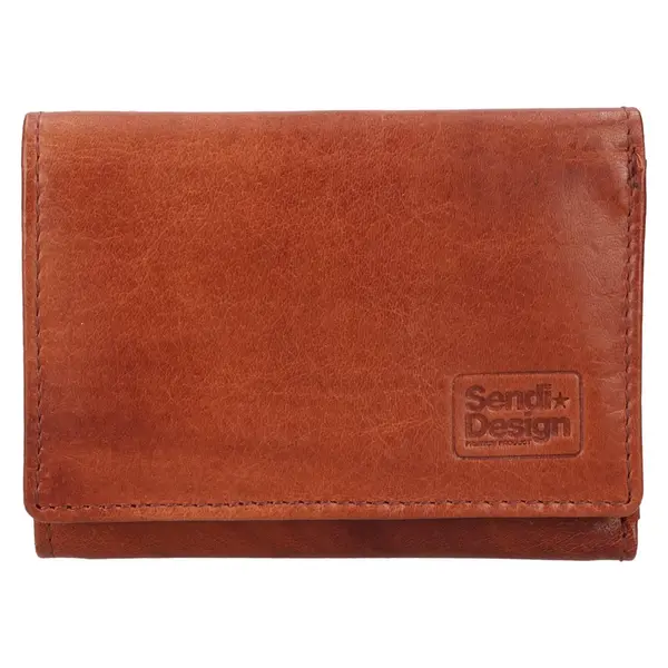 Menší dámská kožená peněženka SendiDesign Clio - koňak