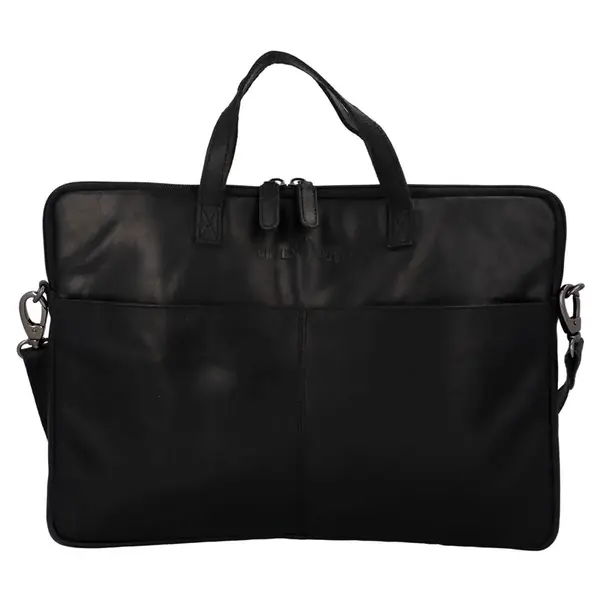 Pánská kožená taška na notebook Greenwood Levons - černá