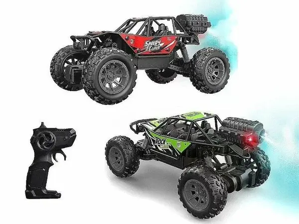 Terénní auto R/C, světly, USB kabelem, 20,5x12,5x11,5cm; 29,5x16x14,5cm, W/B