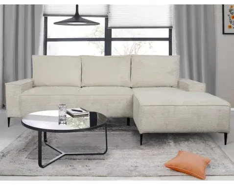 Rohová sedačka Aarnus, krémová štruktúrovaná látka%