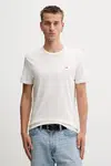 Bavlnené tričko Tommy Jeans 3-pak pánske, biela farba, jednofarebné, DM0DM21579