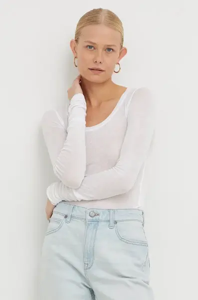 Bavlnené tričko s dlhým rukávom American Vintage T-SHIRT ML COL ROND