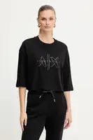 Bavlněné tričko Armani Exchange dámské, černá barva, XW001080 AF10356