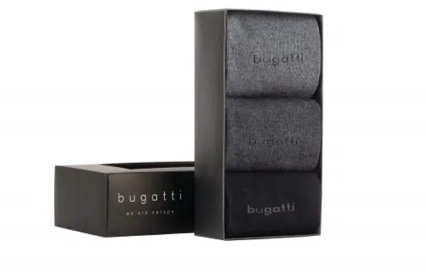 Bugatti 3 PACK - pánské ponožky 6803X-610 black mix 43-46