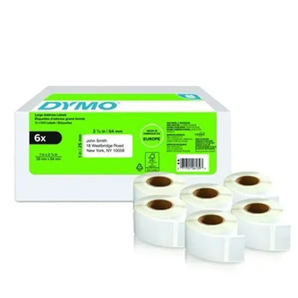 Dymo 2177564, 54mm x 25mm, biele papierové etikety