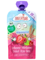 FRUCHTBAR BIO Ovocné vrecko s jahodami, malinami, červenou repou a špaldou 100 g