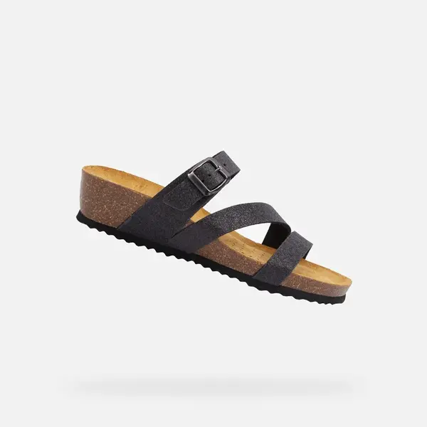 Black women's slippers Geox New Sthellae - Women's