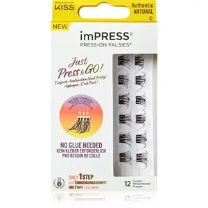 KISS imPRESS Just Press & GO ! trsové nalepovací řasy bez uzlíku Authentic Natural c 12 ks