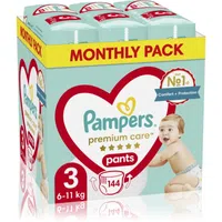 Pampers Premium Care Pants Monthly Pack Size 3 plenkové kalhotky 6-11 kg 144 ks