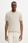 Polo tričko s lněnou směsí A.P.C. polo jay béžová barva, VIAJC.H23315