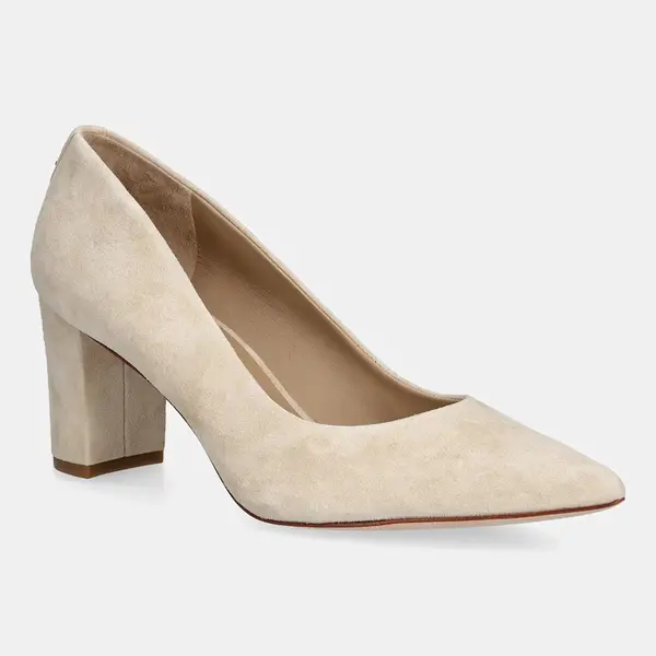 Semišové lodičky Lauren Ralph Lauren Lanette Blkh béžová barva, na podpatku, 802967743003