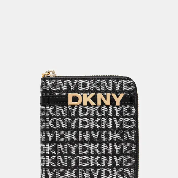 Kožená peněženka Dkny dámská, černá barva, R5215M25