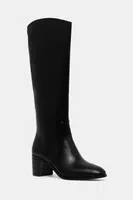 Kožené kozačky Lauren Ralph Lauren Charly dámské, černá barva, na podpatku, 802967813001