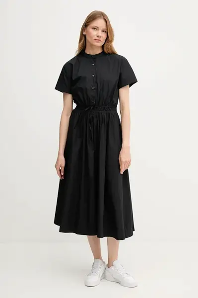 Bavlněné šaty Tommy Hilfiger černá barva, midi, WW0WW45835