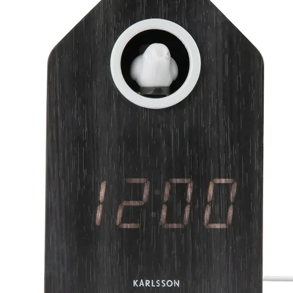 Budík Karlsson Cuckoo LED 16 cm černá barva
