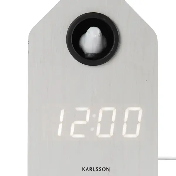 LED budík Karlsson Cuckoo LED 16 cm bílá barva