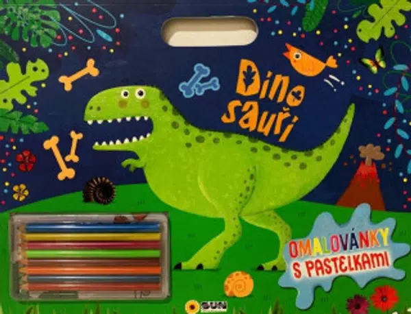 Omalovánky - Dinosauři s pastelkami